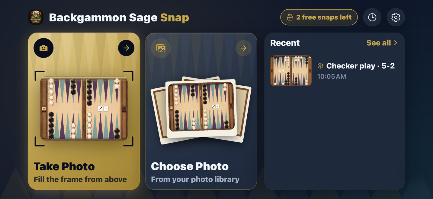 Take a photo or choose one from your library, with your recent snaps alongside